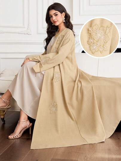 Al Najma 新款刺绣花卉系带宽松优雅度假和服开衫