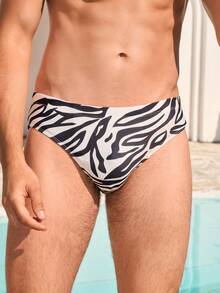 Manfinity VDAYZ 男士斑马纹休闲沙滩泳裤 - 黑色 - 查看 4