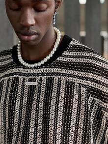 NEON BLANC Men's Casual Loose T-Shirt Vest, Plain Black & White, Summer - Black and White - View 7