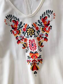 Girls' Casual Vintage Printed Pattern Minimalist V-Neck Ruffle Hem Dress, Loungewear - Apricot - View 7