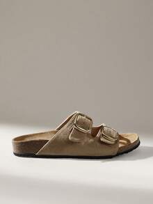 Solecia Women's Casual Buckle Flat Sandals, Summer - Apricot - View 3