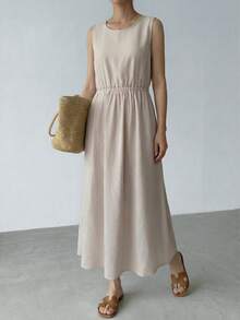 EMERY ROSE Đầm nữ tay ngắn in hình búp bê, kiểu dáng thường ngày. - Màu Khaki - Xem 8