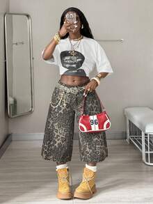 Coolane Áo thun nữ mùa hè phong cách đường phố, họa tiết cổ điển Y2K, hippie, tiền cũ, hình môi, dáng rộng. - trắng - Xem 5