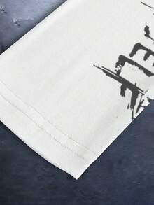 Manfinity EMRG 男士印花圆领长袖T恤 - 黑色 - 查看 4