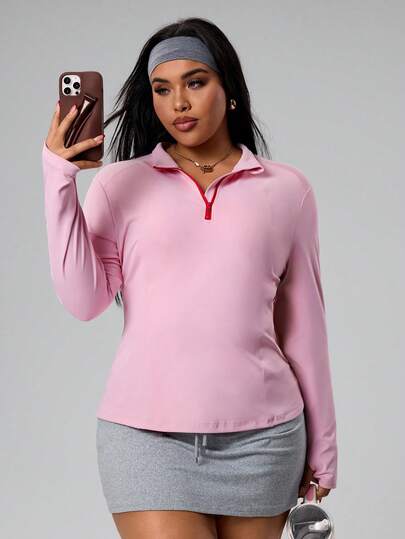 Rhythm Era Women's Solid Color Casual Versatile Daily Outdoor Sports Long Sleeve Sweatshirt
