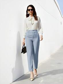 Aveloria Modichic Women's Solid Color Simple Daily Suit Pants  - Baby Blue - View 4