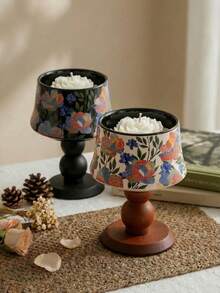 Cirelle كوب شمعة سيراميك - حامل بنمط زهري قديم للشموع المعطرة، ديكور منزلي ريفي أو بوهيمي - متعدد الألوان - مشاهدة 2