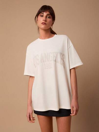 SURIMA Camiseta holgada de manga corta con cuello redondo, de estilo minimalista y casual para mujeres