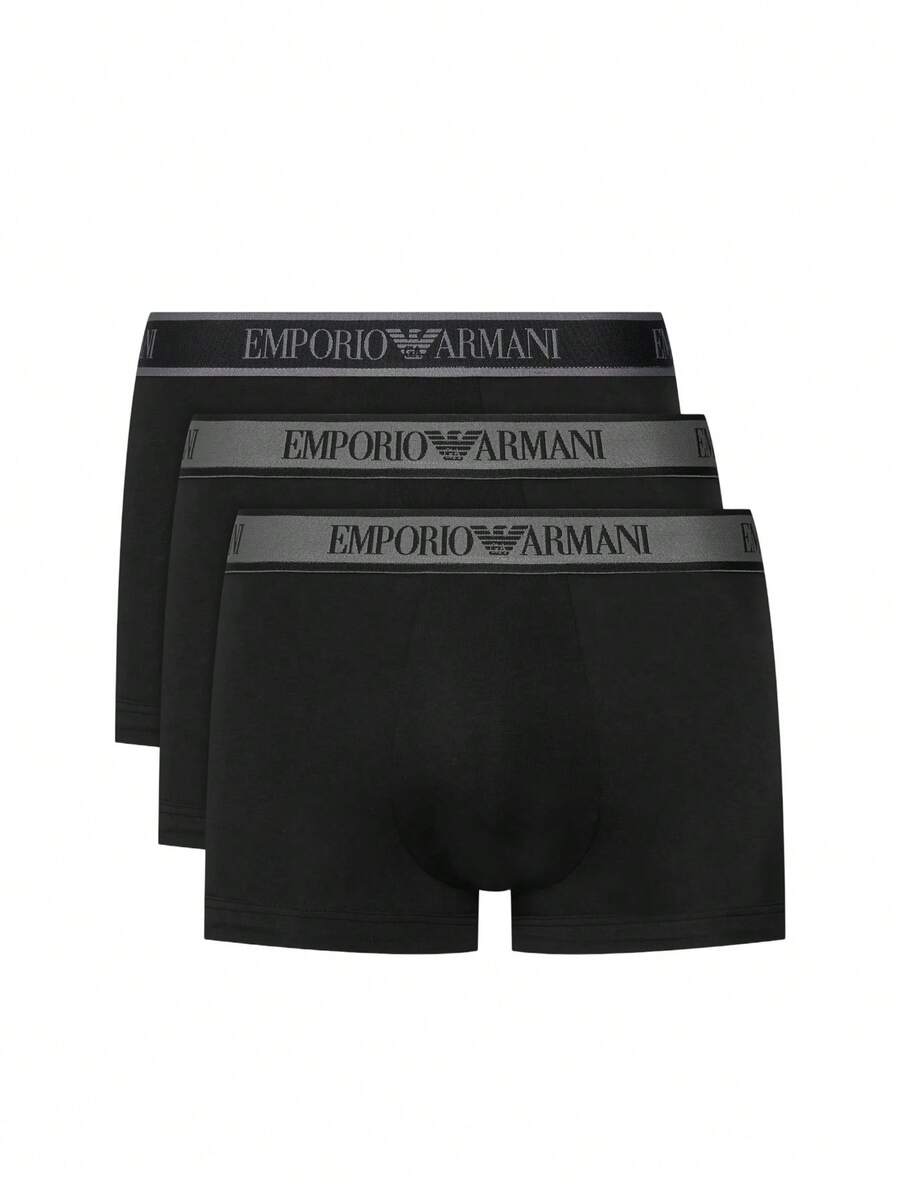 Emporio Armani 3 طقم سراويل داخلية رجالية - الأسود - مشاهدة 1