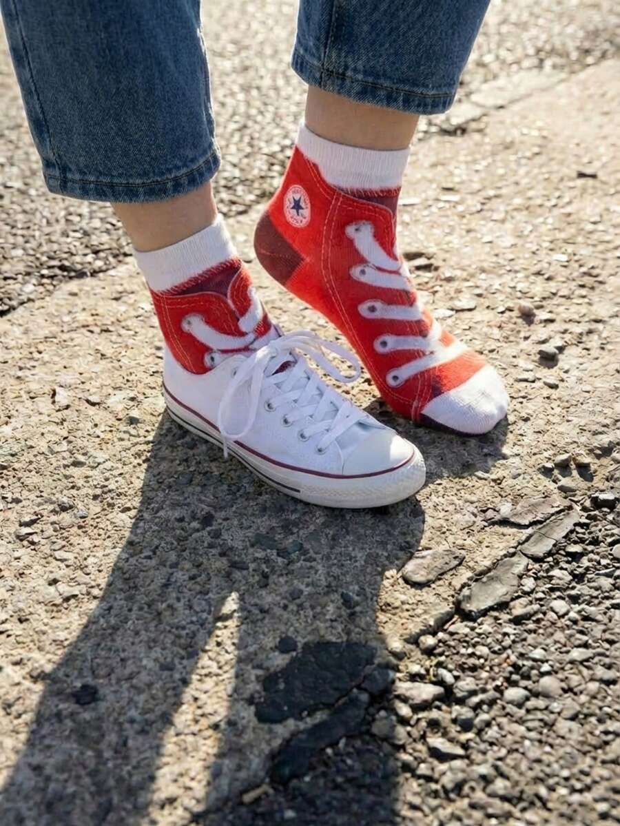 Joivida 3D Stereo Printed Funny Canvas Socks Quirky Soft Breathable Cotton Blend Moisture Wicking Non Slip Ribbed Cuff All Day Comfort Perfect For Daily Wear Casual Outings Office School Weekend Gatherings Novelty Funky Crazy Cute Colorful Statement Socks Fashion Must Have Cozy Durable Versatile Footwear Accessory - Multicolor - View 1