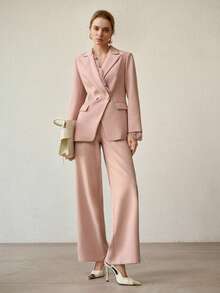 MOTF PREMIUM LACE PATCHWORK ELEGANT FITTED BLAZER, SPRING/SUMMER - Pink - View 5