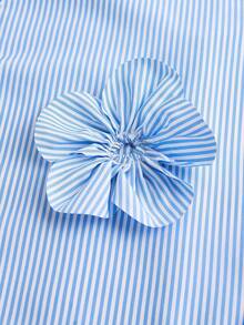 Tween Girls Blue & White Striped Camisole Top And Pants Set - Blue and White - View 3