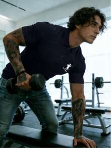 Manfinity Sport PWRUP 男士运动Polo衫 - 藏蓝色 - 查看 3