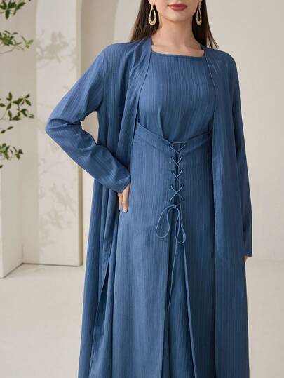 Veilorie Bộ 2 món với chất liệu nhún bèo, thắt eo, thoải mái, đa năng, thích hợp cho trang phục thường ngày.