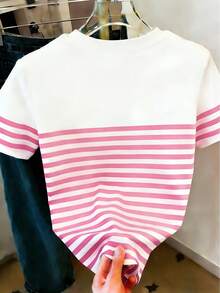 Resyla Standard Fit Heart Striped Digital Print T-Shirt - Multicolor - View 2