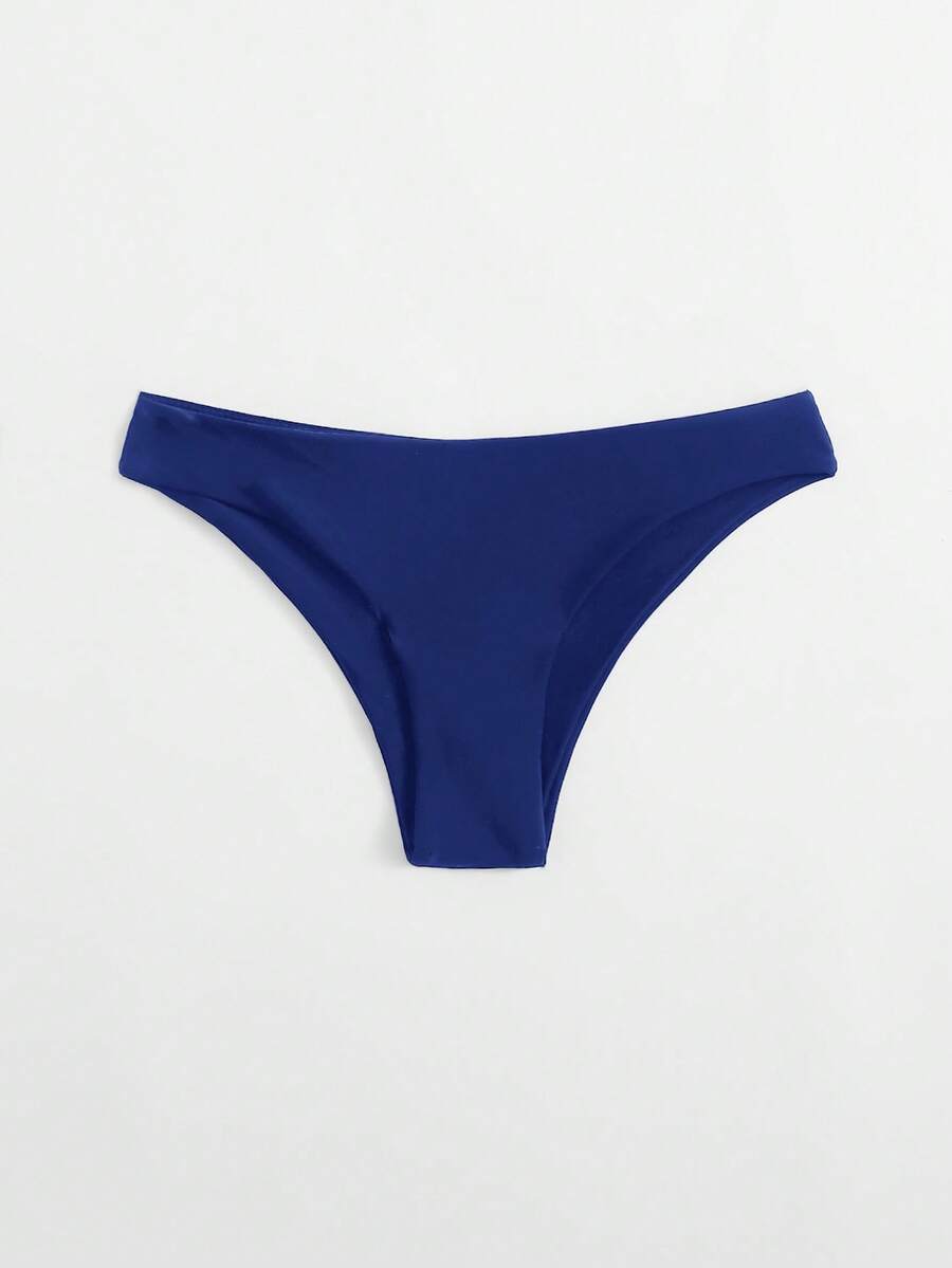 Swim Basics 女士纯色简约日常泳裤 - 藍色 - 查看 1