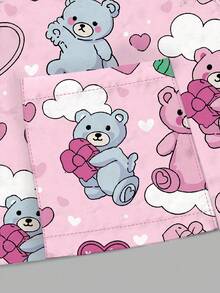 PopScrub Áo khoác cardigan nữ kiểu dáng thường ngày, in hình gấu hoạt hình và trái tim dễ thương, phù hợp cho đồng phục y tá/điều dưỡng, mùa xuân/thu. - Nhiều màu - Xem 6