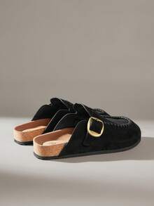 Solecia Women's Slip-On Flat Shoes Soft Leather Comfortable Commuter Versatile Style - Black - View 4