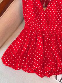 GlowEve 女士无袖波点数码褶皱喇叭休闲时尚V领收腰衬衫，春夏款 - 彩色 - 查看 3