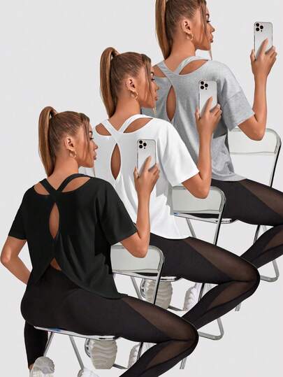 Easithlete Cut Out Back Sports Tank Top Workout Tank Top Gym Women Shirts