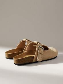 Solecia 女士休闲搭扣圆头平底鞋，春秋季 - 杏色 - 查看 3