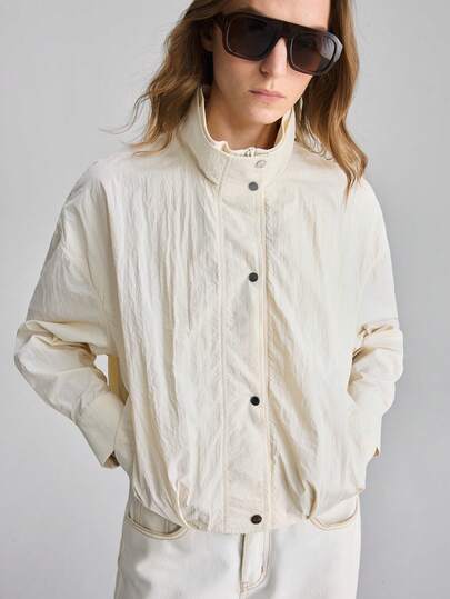 Ontre 2025 New Autumn/Winter Women's Solid Color Front Button Casual Long Sleeve Regular Jacket