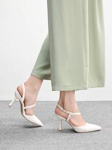 CUCCOO BIZCHIC Women's Pointed Toe Buckle Design Fashionable High Heels, Versatile For Daily Wear - Chantilly - View 6