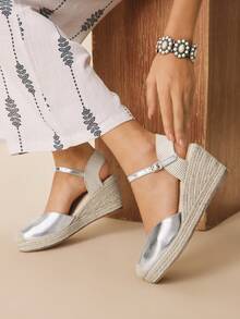 Styleloop 女士休闲百搭坡跟鞋 - 銀色 - 查看 7