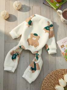 PETSIN 1件宠物猫狗通用抓绒保暖连体衣，熊图案 - 彩色 - 查看 5