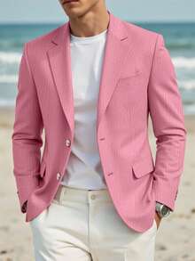 Manfinity Bizformal Men Space Dye Pocket Single Breasted Blazer Slim Fit Blazer Men Classy Clothes Men Fashion Blazer Men Pink Blazer Men Casual Blazer,Wedding,Pink,Gowns,Gown For Prom Night,Boyfriend Gift Men Linen Jacket Men Summer Attire Men Sport Coat Pink Men Suit Pink Jackets For Men Mens Casual Blazer Sport Coat For Men Men Summer Suits,Weekend Trips, Outdoor Activities, Travel Expeditions, Relaxed Work Environments Or Semi-Formal Occasions, Boyfriend/Husband Gift, Anniversary /Birthday Gift Party Summer Vacation Holiday New Years Wedding Valentine's Day - Pink - View 7