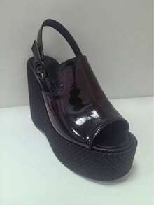 ROMWE 女士厚底凉鞋，露趾坡跟厚底凉鞋，时尚鞋履 - 咖啡棕 - 查看 10