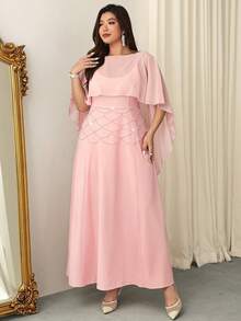 Firerie 女士优雅浪漫春季新款A字连衣裙，腰部饰有装饰 - 粉色 - 查看 6