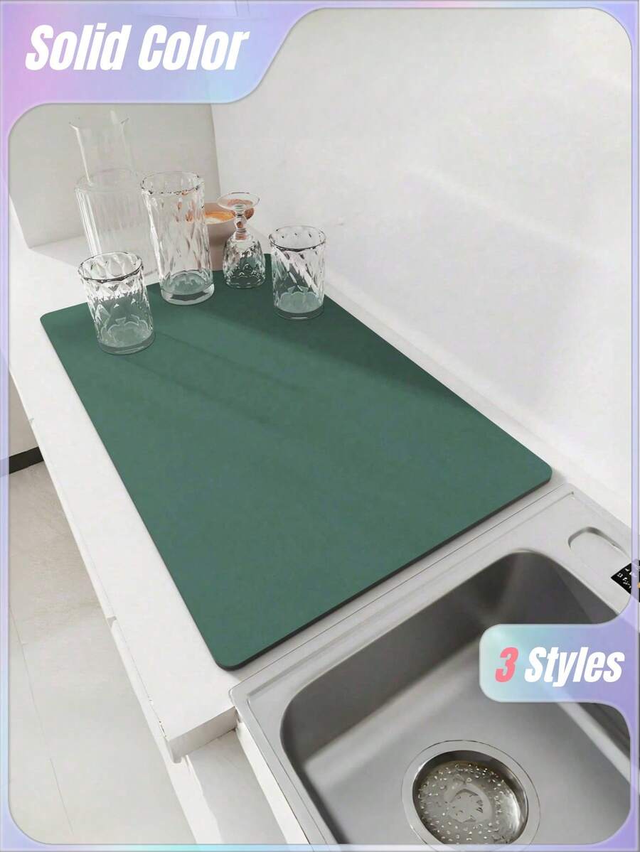1 件装实心厨房沥水垫超强吸水碗碟干燥垫防滑沥水垫速干餐具水龙头餐垫餐具