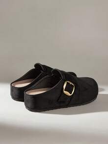 Solecia Women's Buckle Design Casual Slip-On Mules - Black - View 4