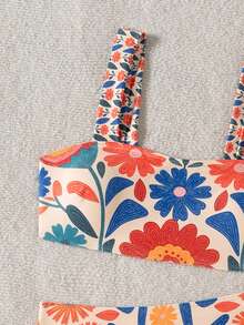 Swim Vcay Quần bơi cạp cao in họa tiết ngẫu nhiên dây dày gợi cảm cho nữ, đồ bơi 2 mảnh đi biển ngày lễ thường ngày - Nhiều màu - Xem 5