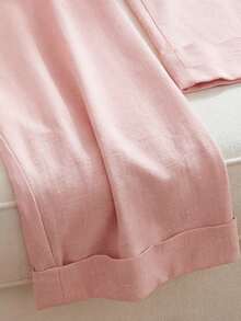 GlowEve 女士优雅垂褶面料仿门襟设计，裤脚收口，职业装，高品质学生/教师装，适合情人节、复活节、劳动节、旅行、春夏穿着。 - 粉色 - 查看 5