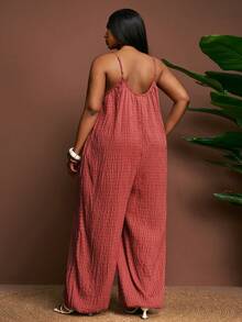 Slaydiva 2026 Spring/Summer Elegant Commute & Casual, Birthday Party, Graduation, Student Wear, Daily Outing, All-Match Versatile, Leisure, Vacation, Cruise Travel, Beach, Sunbathing, Viral Hit, Business Casual, Minimalist & Casual & Vacation & Outing Women's Suitable For Beach And Summer Wear Sleeveless Wide Leg Jumpsuit - Rose - Rose Red - View 4