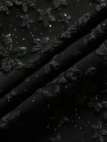PAVTROS Bộ áo sơ mi và quần short ngắn tay dáng rộng màu đen có họa tiết dập nổi dành cho nam, bộ đồ lụa đen hai mảnh, bộ quần short nam Manfinity. - màu đen - Xem 2