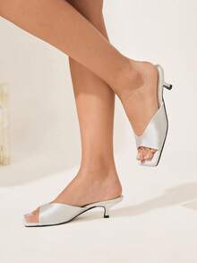 CUCCOO CHICEST Open Toe Heeled Mules Back To School Shoes College Student Shoes Spring Shoes Spring Break Easter For Christmas Valentine's Day Elegant Shoes - Off-white - View 6