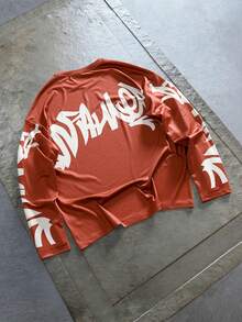 Manfinity EMRG 男士字母印花圆领休闲百搭长袖T恤 - 彩色 - 查看 5