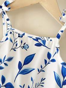 Playful Pals Genkimix 女童印花优雅时尚舒适蝴蝶结装饰吊带中长连衣裙 - 藍色 - 查看 4