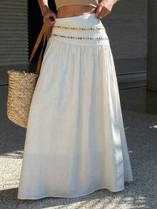 DAZY 白色串珠装饰假日沙滩裙，适合夏季和复活节穿着。 - 白色 - 查看 6