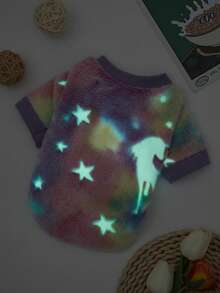 PETSIN 1pc Colorful Unicorn Glow-In-The-Dark Fleece Pet Sweatshirt - Multicolor - View 5