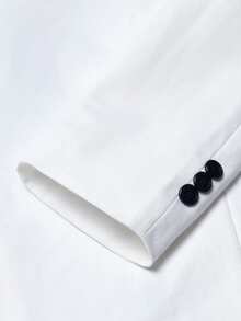 Manfinity Bizformal Bộ vest nam tối giản màu trơn gồm áo khoác và quần, bộ vest cưới chú rể màu trắng và đen, trang phục cưới hai mảnh cho chú rể, thích hợp cho các chuyến đi cuối tuần, hoạt động ngoài trời, du lịch, môi trường làm việc thoải mái hoặc các dịp bán trang trọng, quà tặng cho bạn trai/chồng, quà kỷ niệm/sinh nhật, tiệc tùng, kỳ nghỉ hè, lễ hội, năm mới, đám cưới, ngày Valentine, bộ vest tuxedo. - Đen và trắng - Xem 7