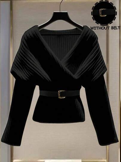 GlowEve 女士纯色交叉裹身长袖时尚T恤