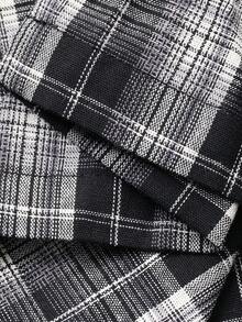 DAZY 女士圆领短袖T恤和格子阔腿裤休闲两件套 - 黑色 - 查看 4