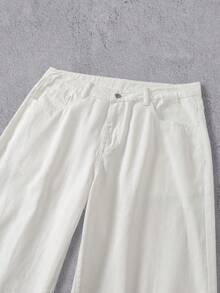 Manfinity Denimwave 男士印花口袋宽松休闲牛仔裤 - 白色 - 查看 4