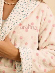 Aralina Women's Reversible Polka Dot Pattern Long Sleeve Casual Robe - Pink - View 5