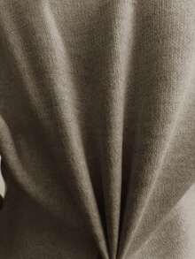 EURMUSE Bộ đồ len hai mảnh cổ chữ V tay dài đính nút ngọc trai cho nữ và quần dài - Màu nâu  Mocha - Xem 3