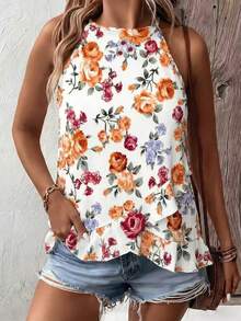 EMERY ROSE New Fashion Printed Versatile Plus Size Women Casual Sleeveless Top - Multicolor - View 3